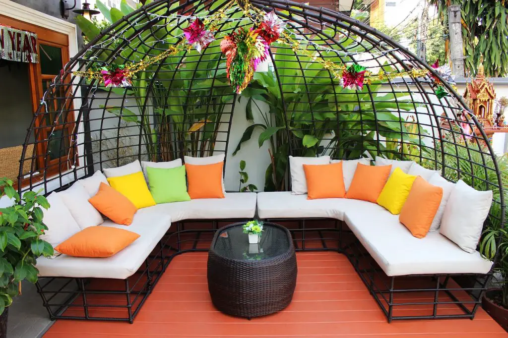 Colorful patio design idea.