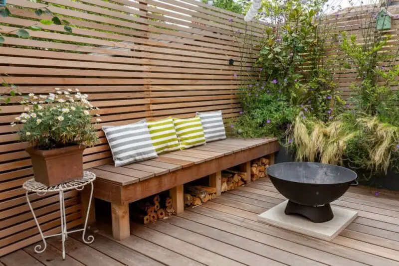 wood fence enclosed patio