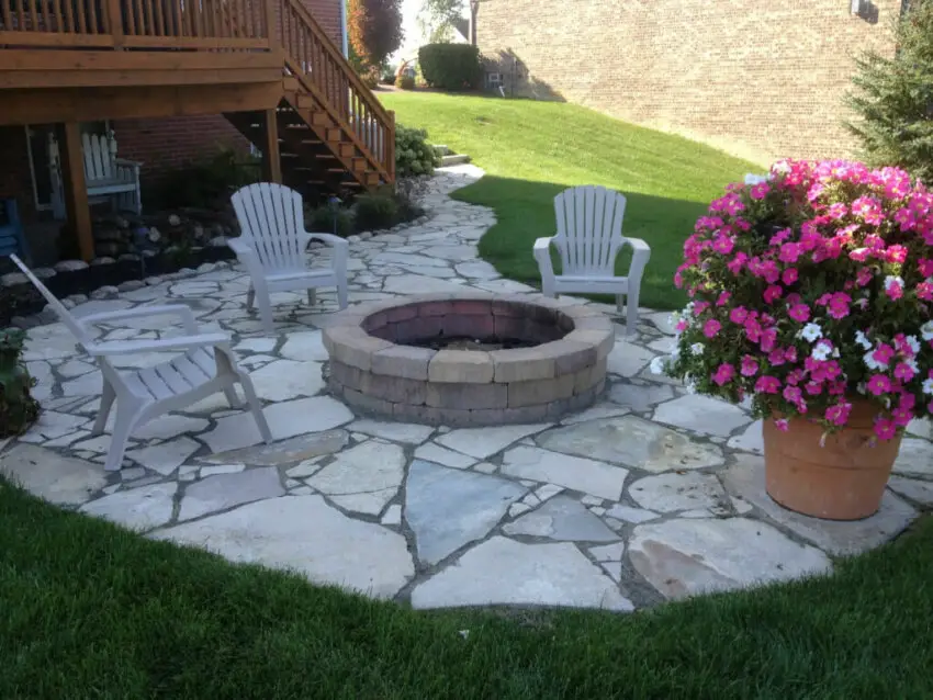 flagstone firepit patio