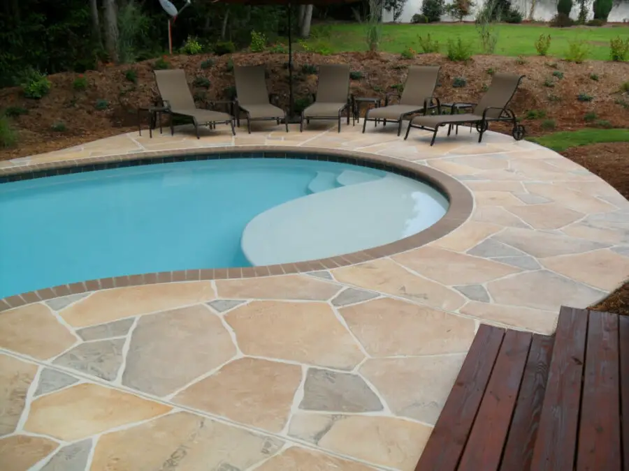 flagstone patio pool