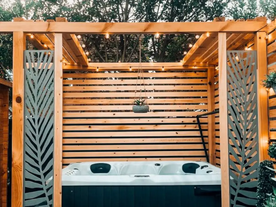 privacy trellis hot tub