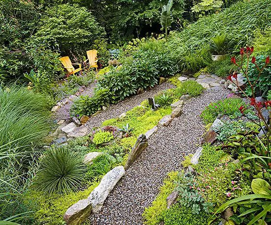 sloped garden pathway