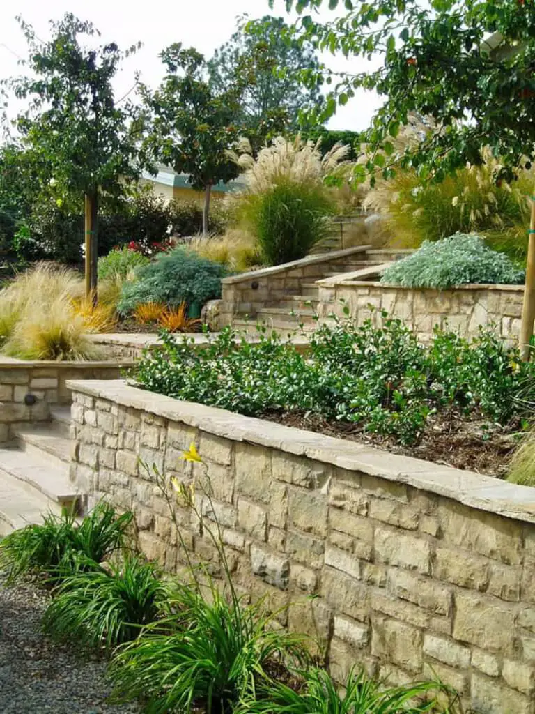 sloped garden retaining walls