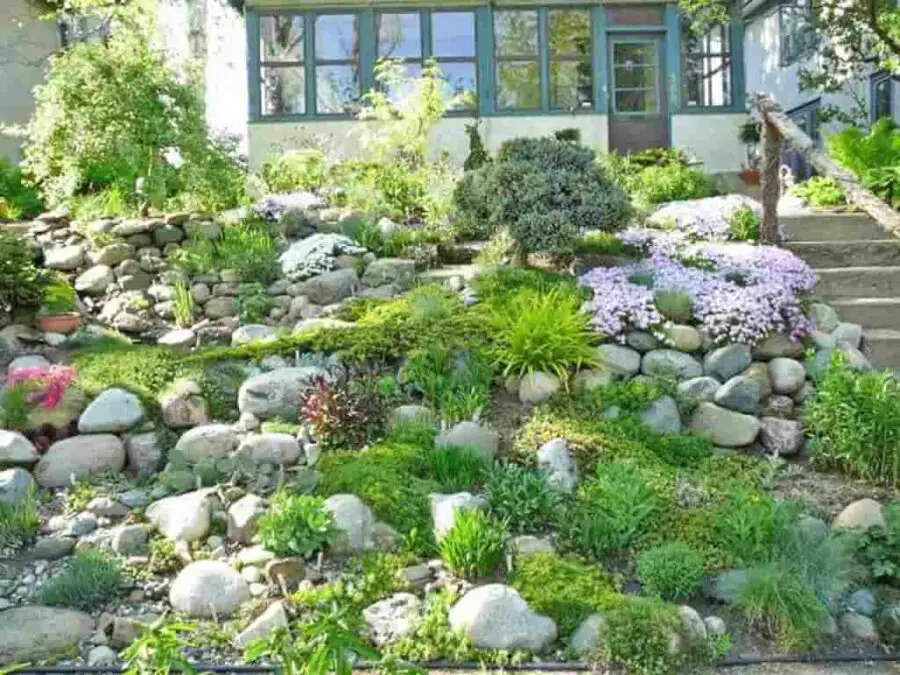 sloped natural lawn garden